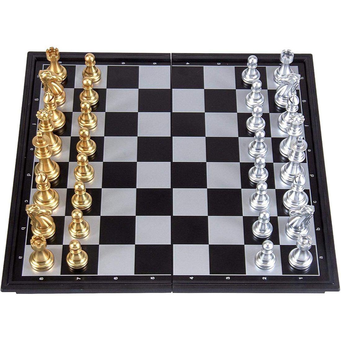 AMEROUS 10" Magnetic Travel Chess Set, Gold & Silver Pieces, view 2