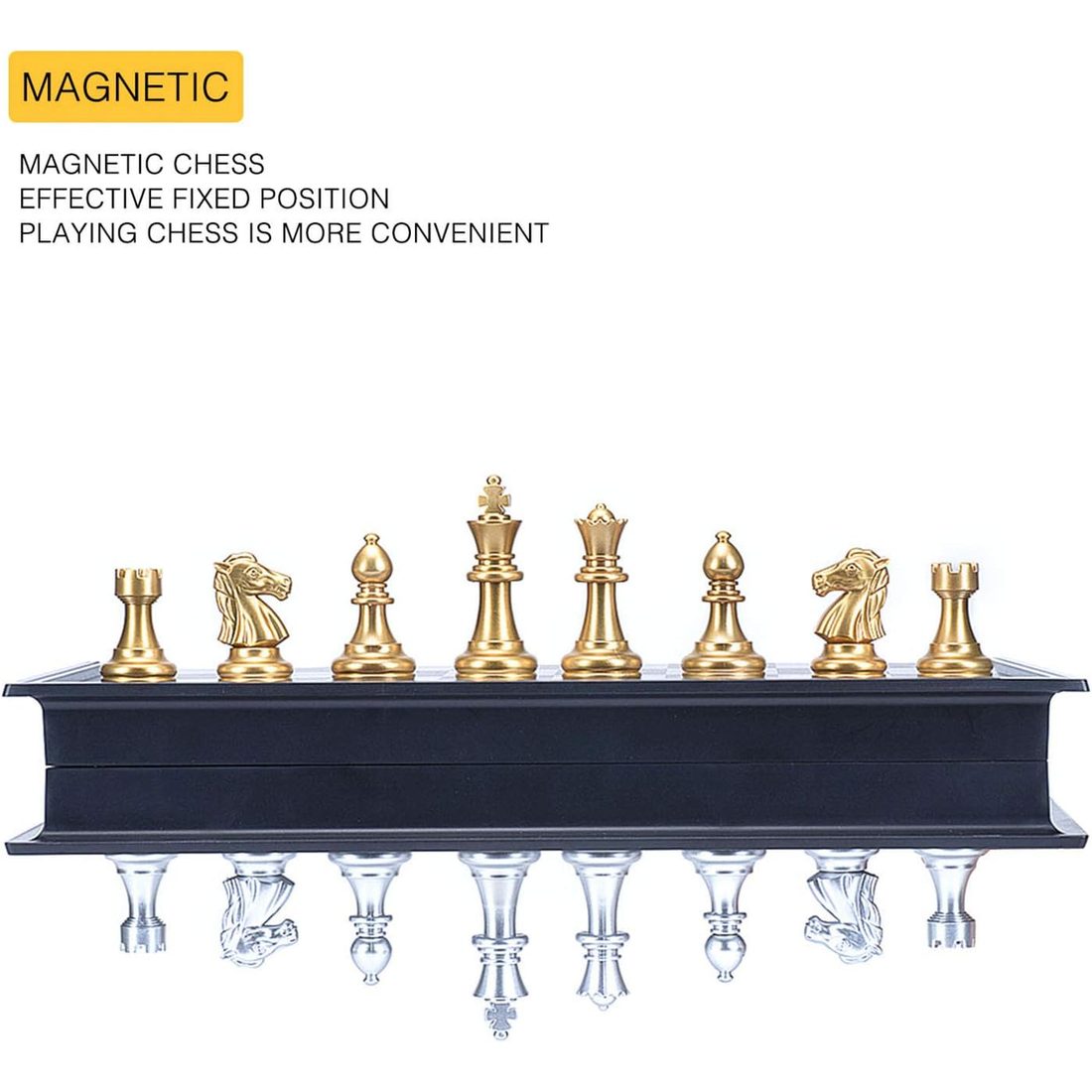 AMEROUS 10" Magnetic Travel Chess Set, Gold & Silver Pieces, view 6