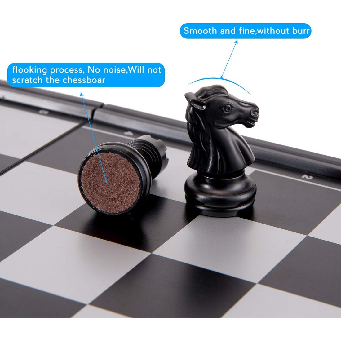 AMEROUS 10" Magnetic Travel Chess Set, Folding, Black & White, view 3
