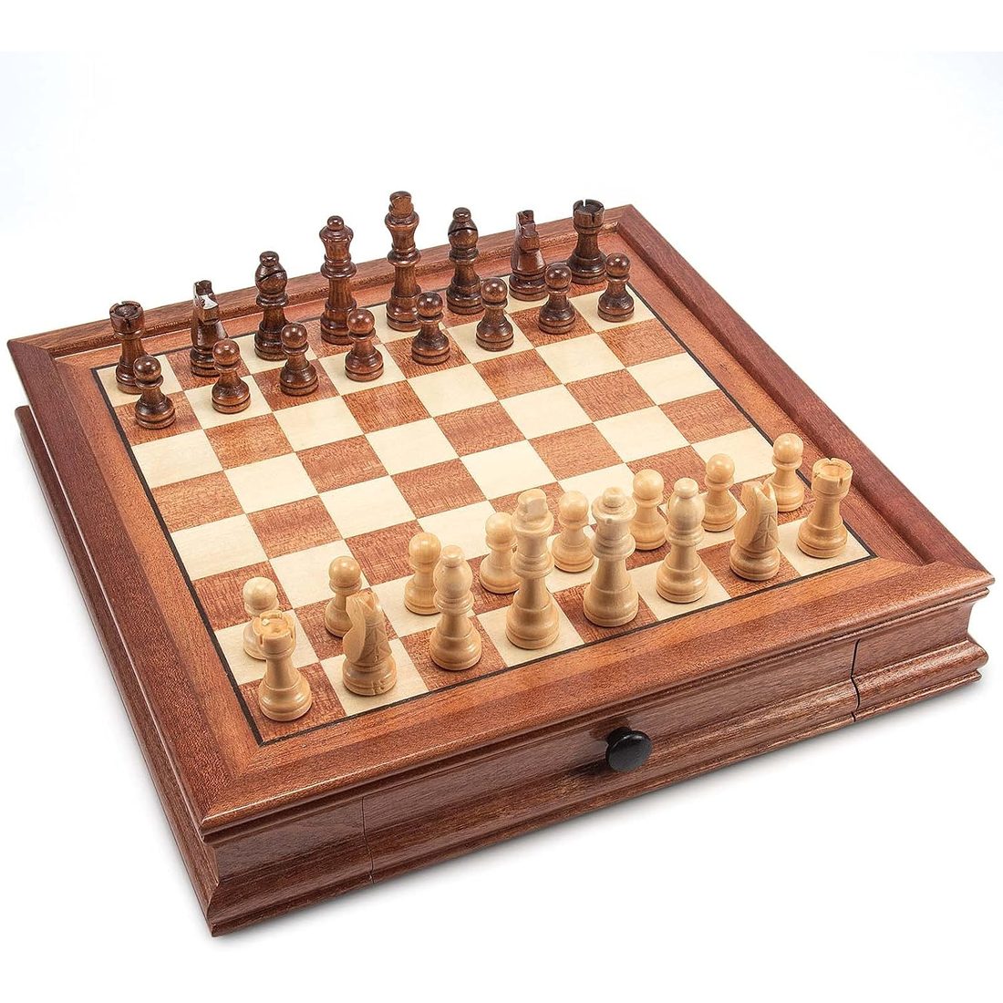 AMEROUS 12.5" Magnetic Chess Set with 2 Storage Drawers, view 2