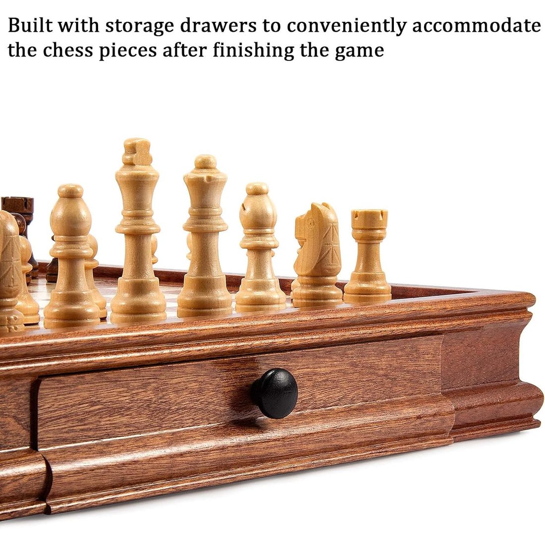 AMEROUS 12.5" Magnetic Chess Set with 2 Storage Drawers, view 4