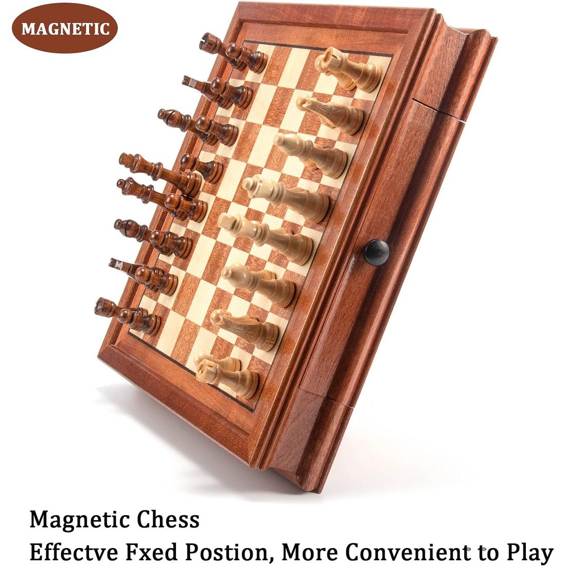 AMEROUS 12.5" Magnetic Chess Set with 2 Storage Drawers, view 5
