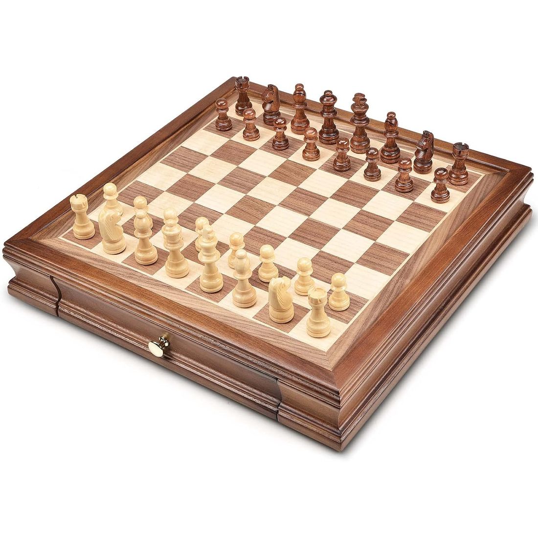 AMEROUS 12.8" Magnetic Chess Set with 2 Storage Drawers, view 2