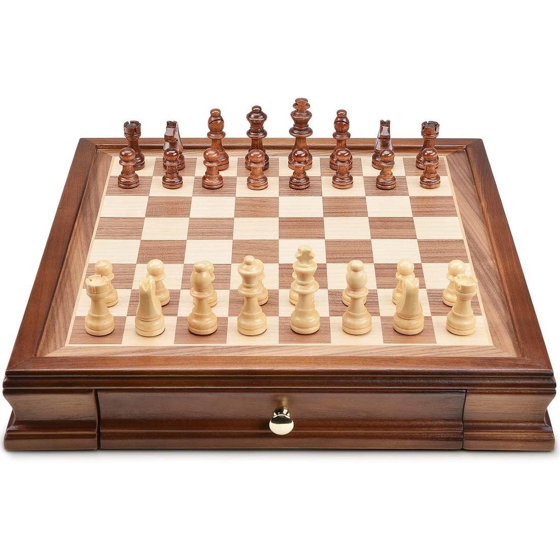 AMEROUS 12.8" Magnetic Chess Set with 2 Storage Drawers, view 4