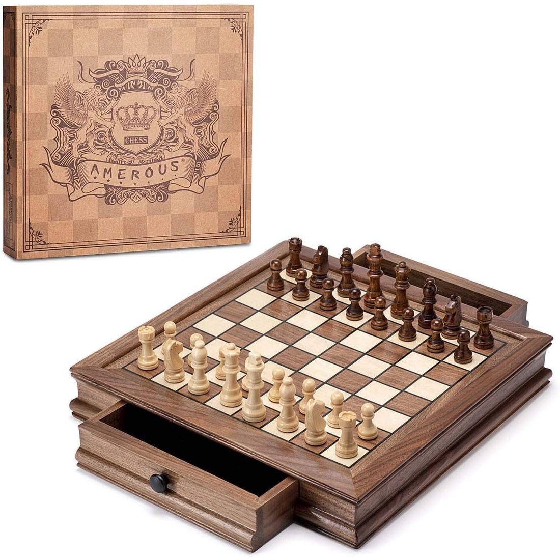 AMEROUS Chess Sets with Storage Drawers