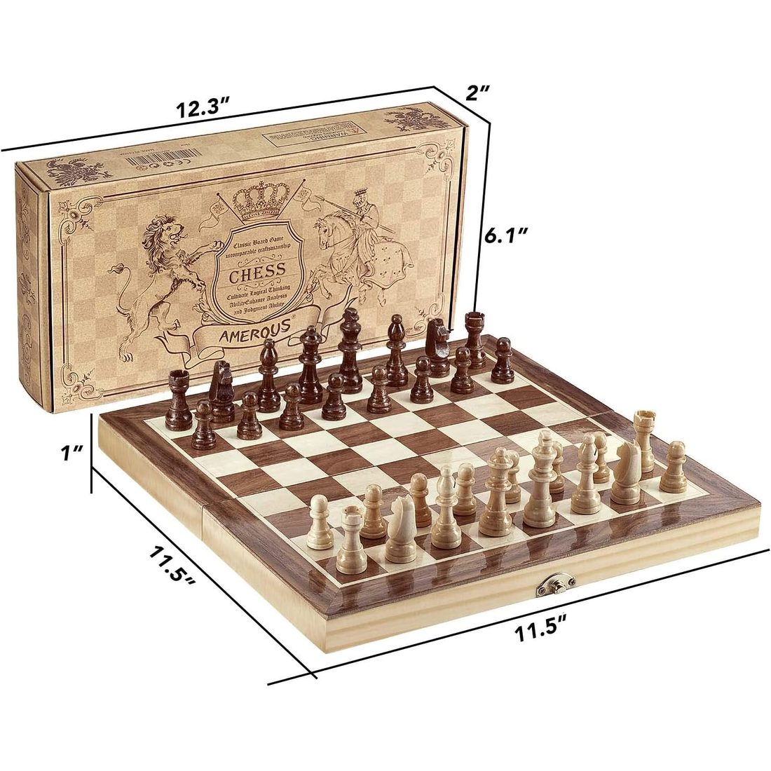 AMEROUS 12" x 12" Folding Magnetic Travel Chess Set, view 5