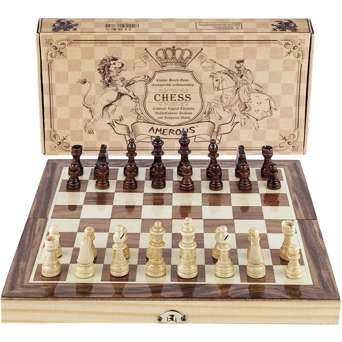 AMEROUS 12" x 12" Folding Magnetic Travel Chess Set