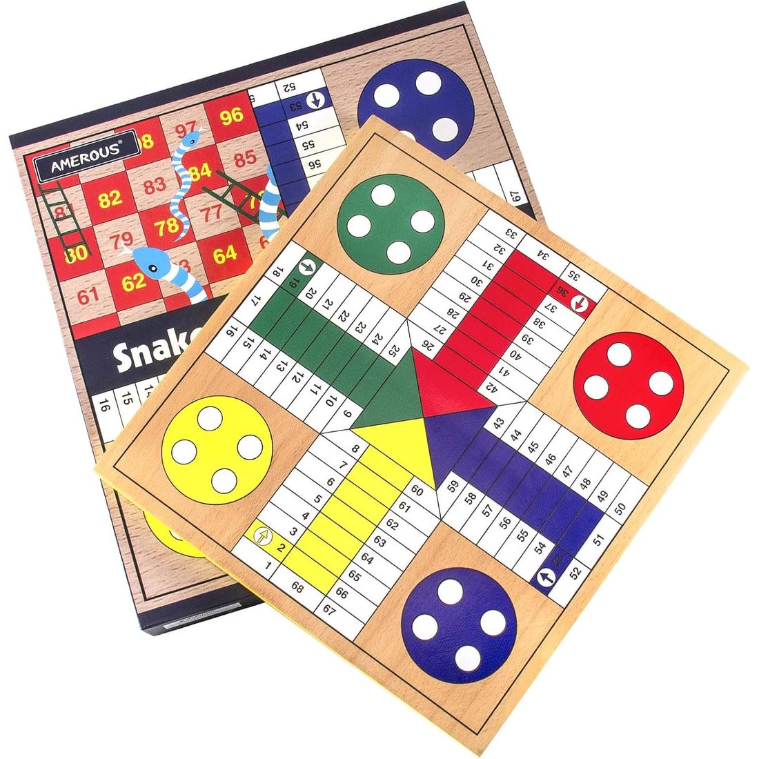 AMEROUS 12" Reversible Ludo & Snakes and Ladders Board, view 3