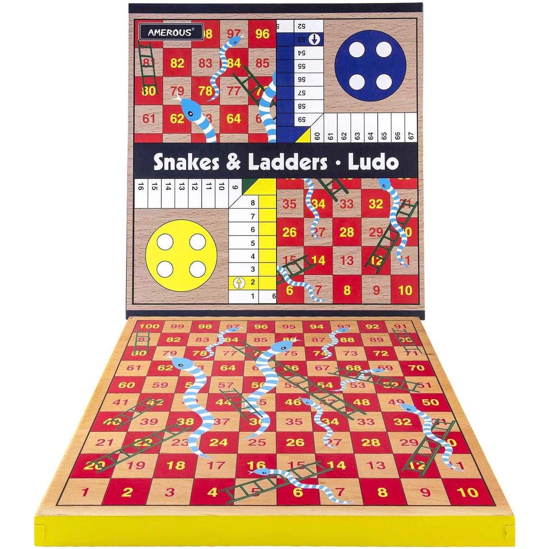 AMEROUS 12" Reversible Ludo & Snakes and Ladders Board, view 6