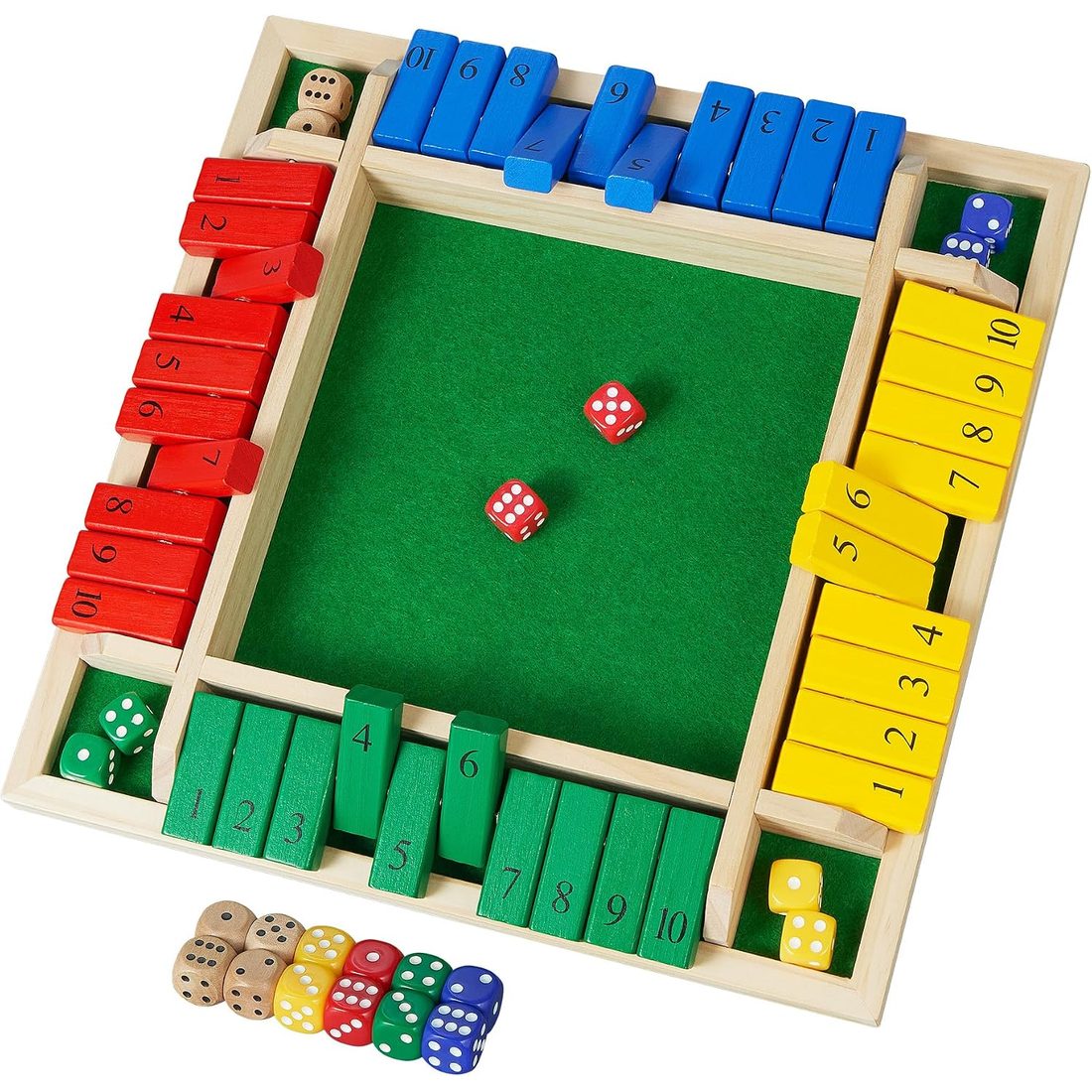 AMEROUS 12" Shut the Box, Colorful 4-Sided, 1-4 Players, view 2