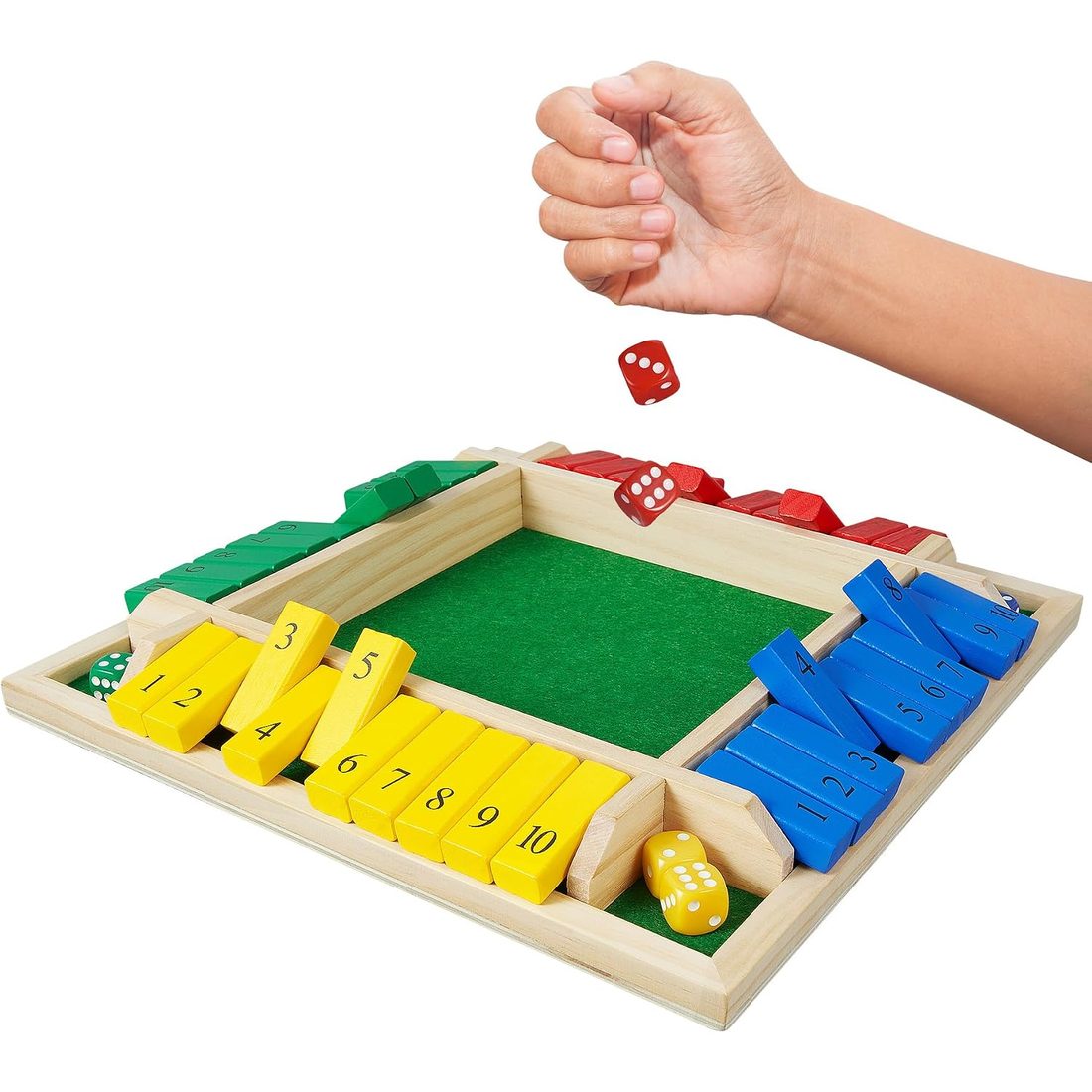 AMEROUS 12" Shut the Box, Colorful 4-Sided, 1-4 Players, view 4