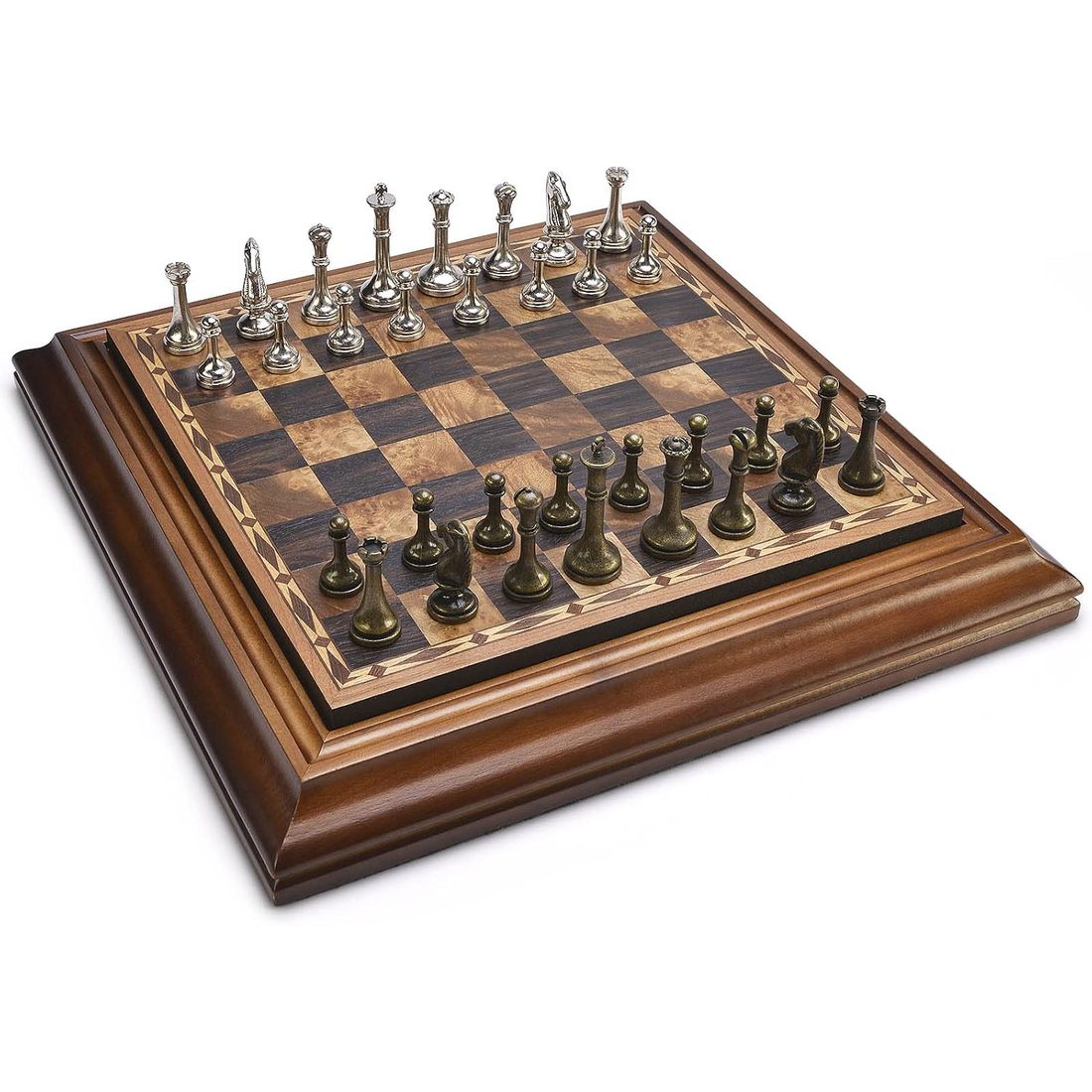 AMEROUS 14" Wooden Chess Set with Metal Pieces, 2.5" King, view 2