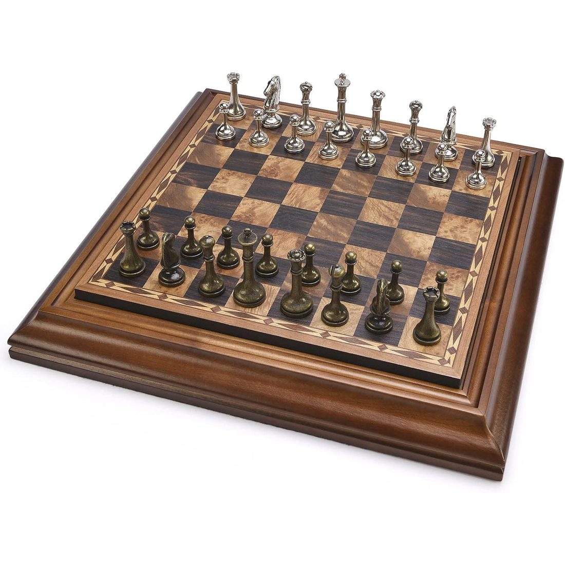 AMEROUS 14" Wooden Chess Set with Metal Pieces, 2.5" King, view 6