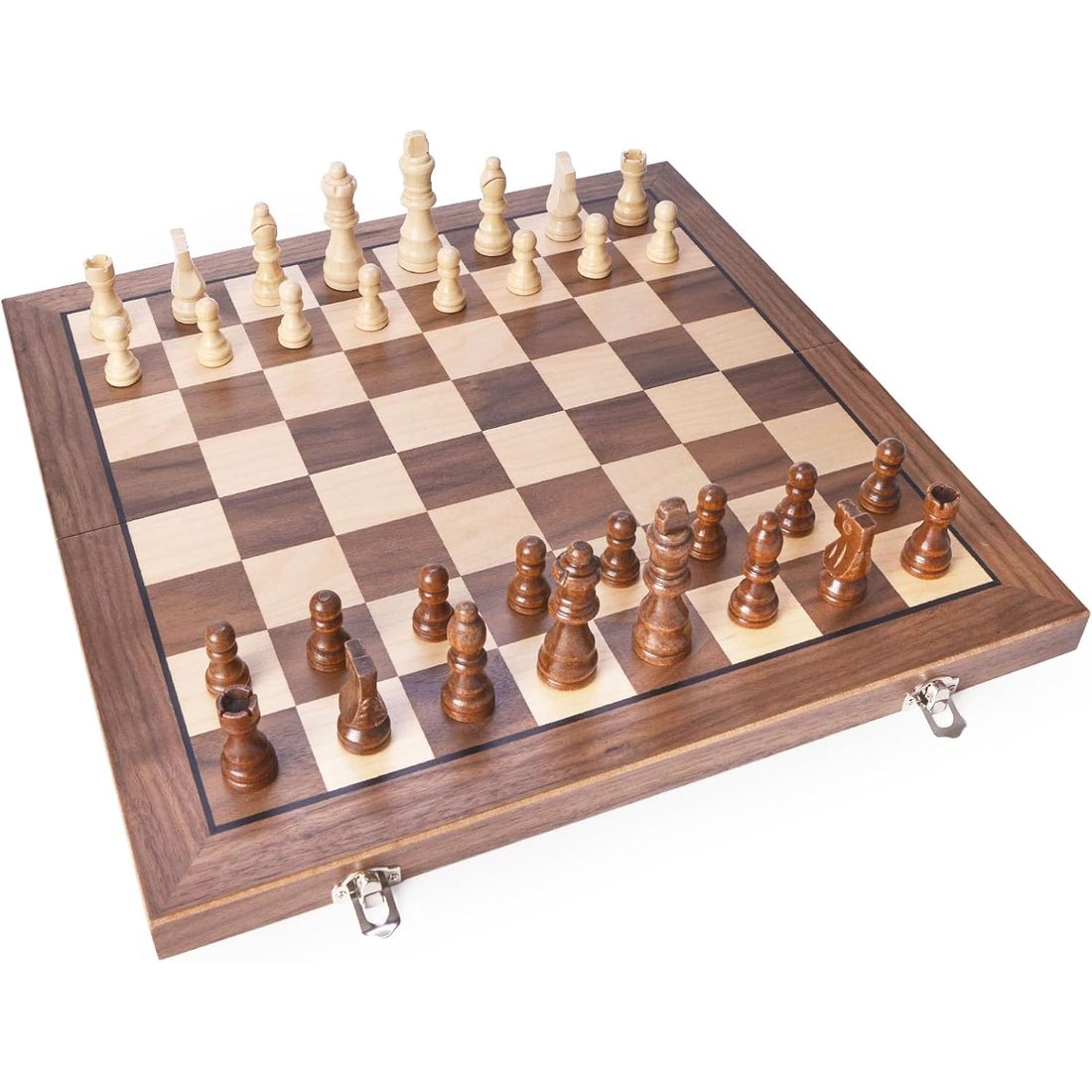 AMEROUS 15.5" Magnetic Folding Chess Set, Felt-Bottom Pieces, view 3