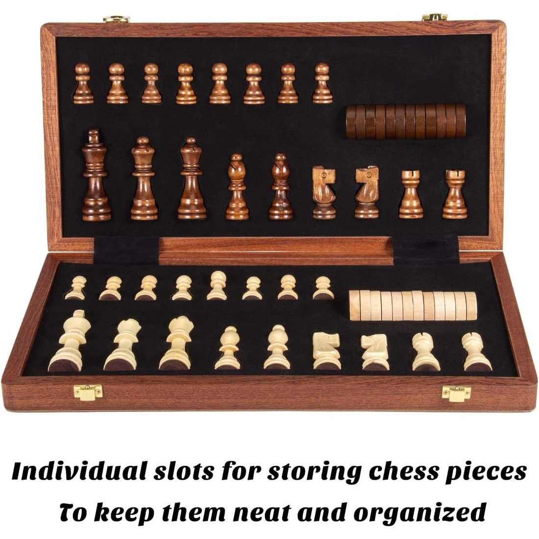 AMEROUS 15" Magnetic Folding Chess & Checkers 2-in-1, Gift Boxed, view 3