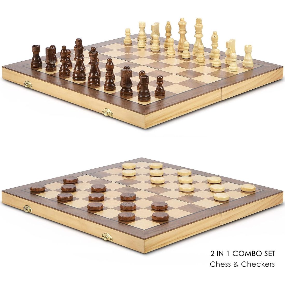 AMEROUS 15" Magnetic Chess & Checkers Set, 3" King, view 2