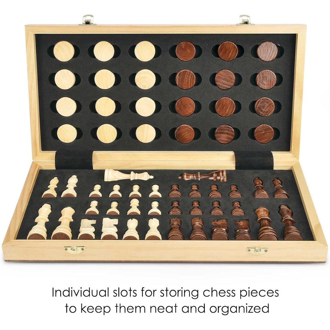 AMEROUS 15" Magnetic Chess & Checkers Set, 3" King, view 4