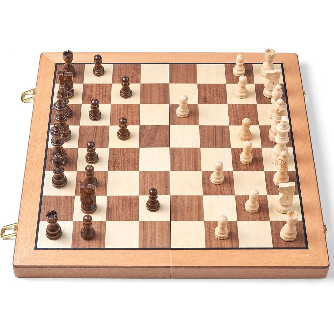 AMEROUS 15" Magnetic Folding Chess Set with 2 Extra Queens, view 3