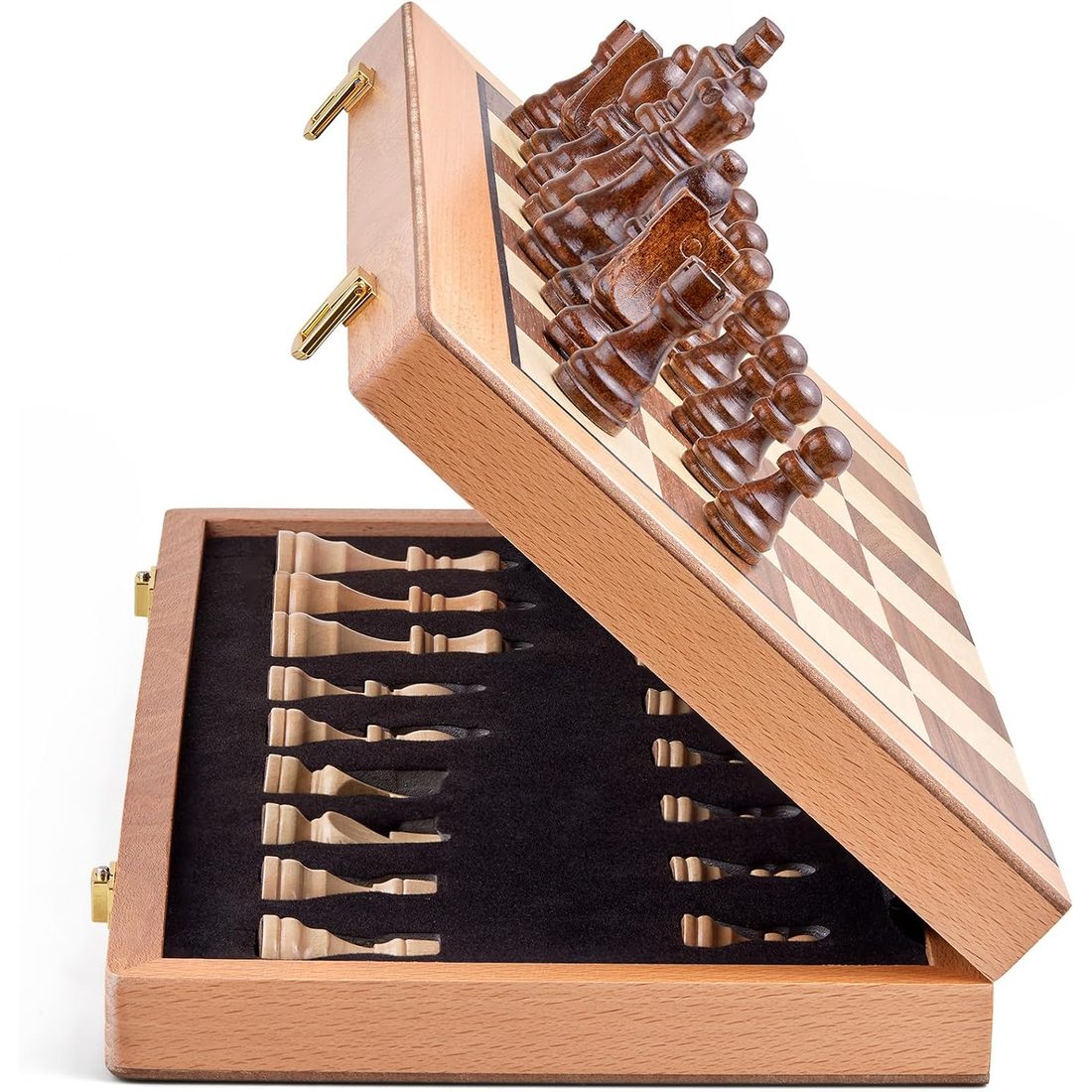 AMEROUS 15" Magnetic Folding Chess Set with 2 Extra Queens