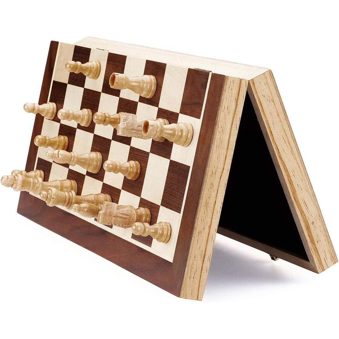 AMEROUS 15" x 15" Folding Magnetic Chess Set with Storage Slots, view 4