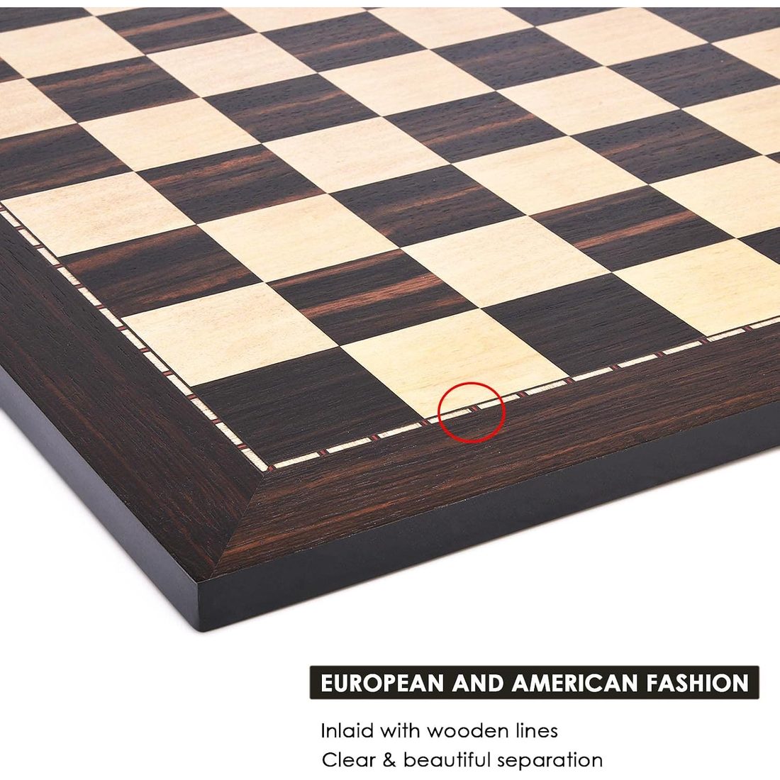 AMEROUS 19" Wooden Tournament Chess Board, 2" Squares, Board Only, view 5