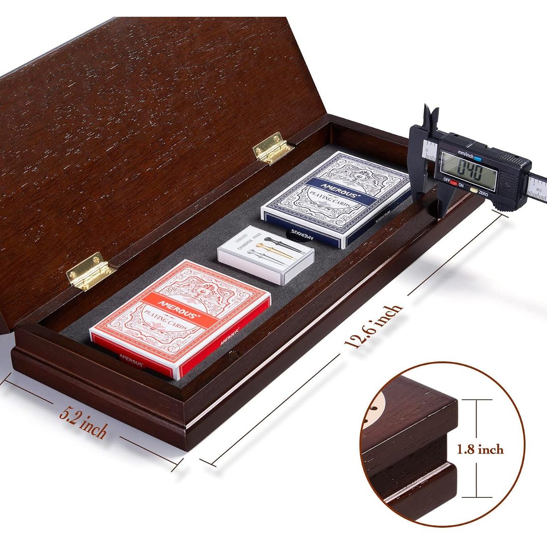 AMEROUS 3-Track Wooden Cribbage Board, 9 Metal Pegs, 2 Decks, view 4
