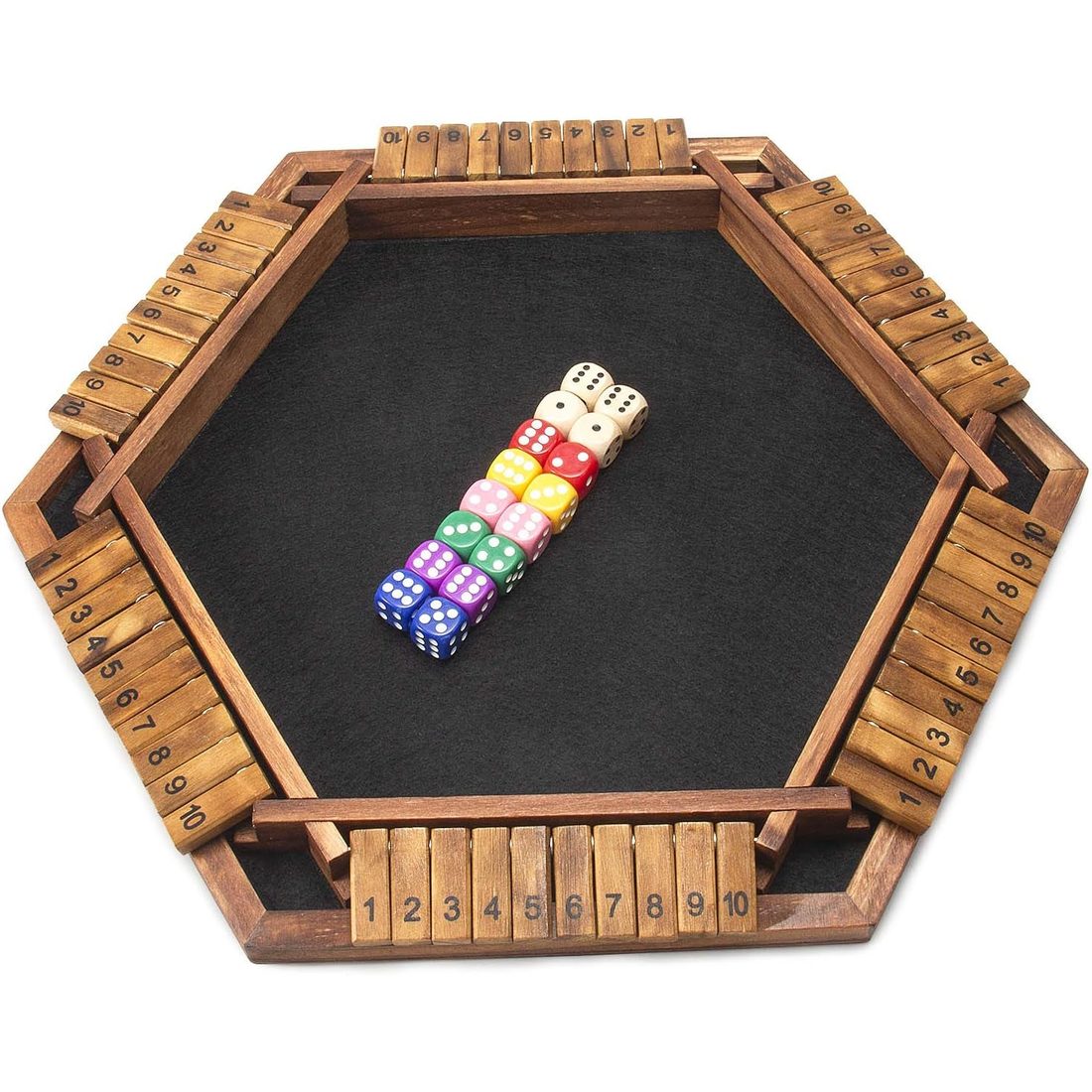 AMEROUS 6-Player Shut the Box, 16 Dice, Numbers 1-10, view 2