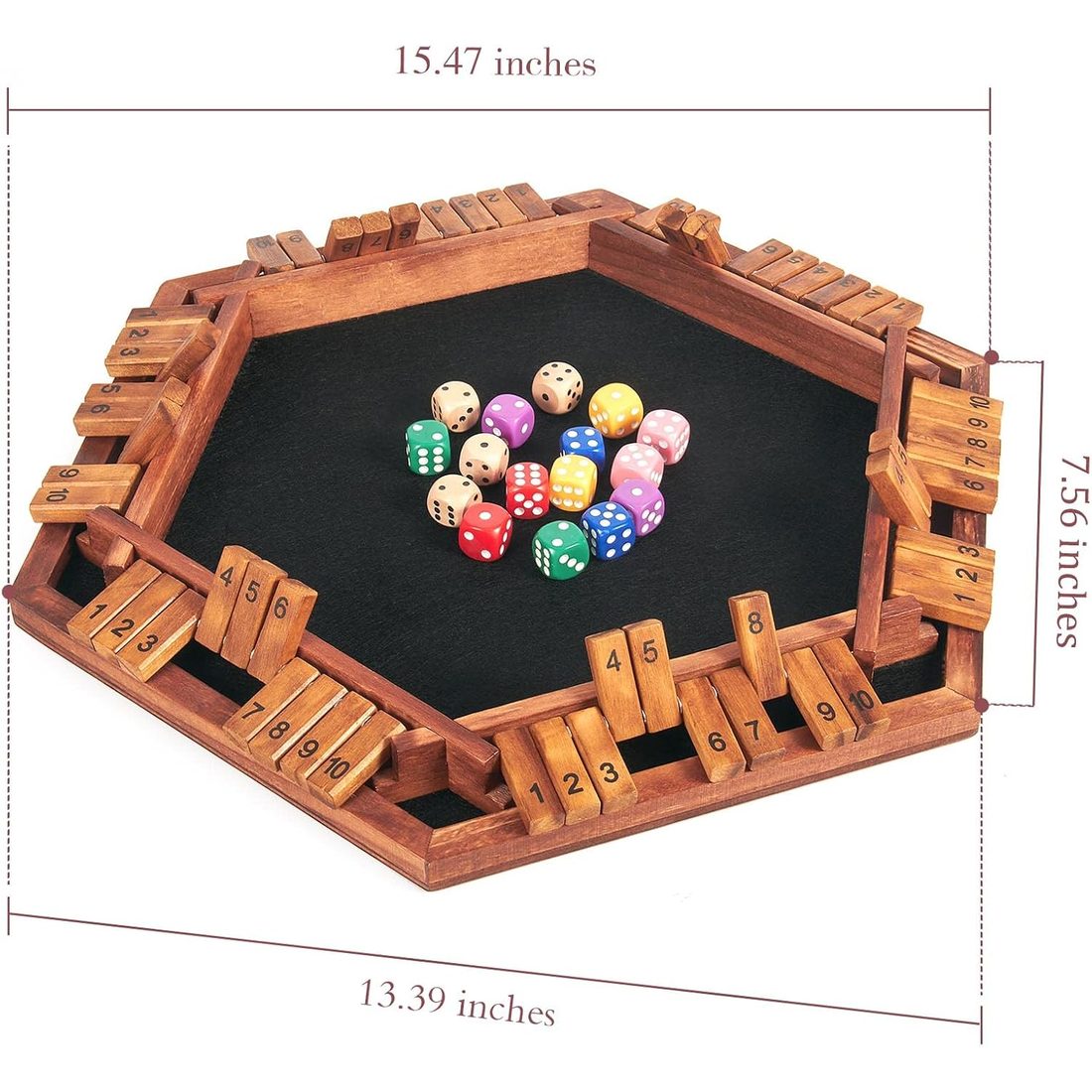 AMEROUS 6-Player Shut the Box, 16 Dice, Numbers 1-10, view 3