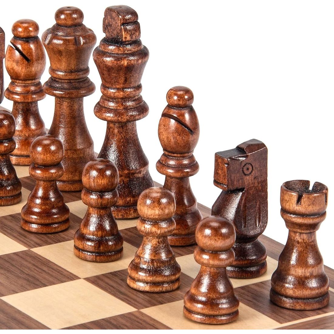 AMEROUS Wooden Staunton Chess Pieces, 3.05" King, 32 Pieces, view 2
