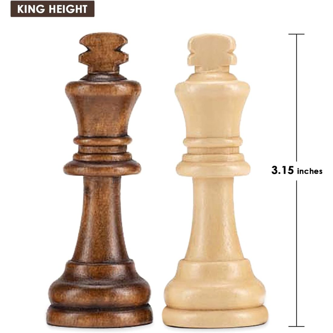 AMEROUS Staunton Wooden Chess Pieces Only, 3.15" King, view 5