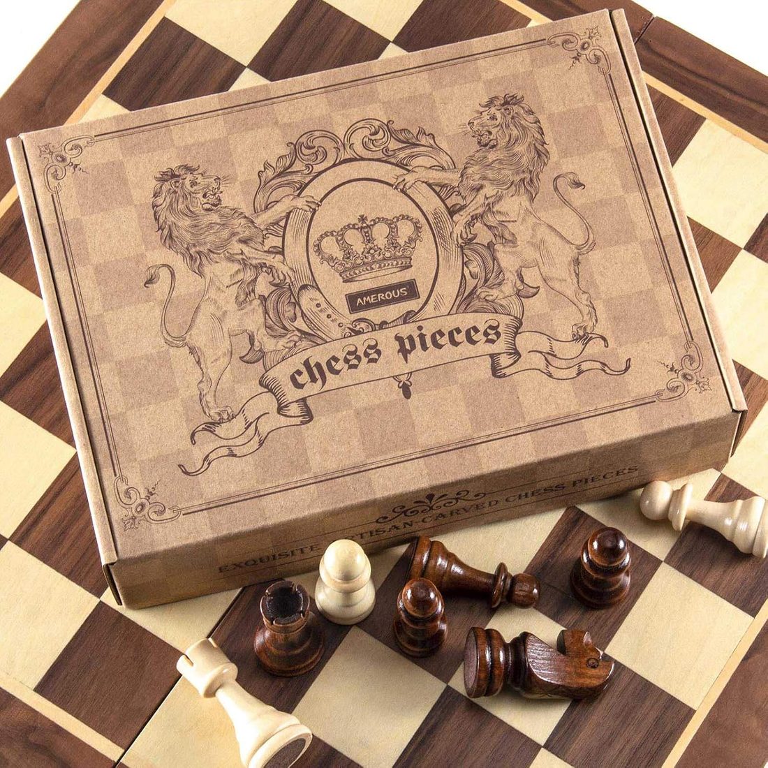 AMEROUS Tournament Staunton Chess Pieces, 3.5" King, view 4