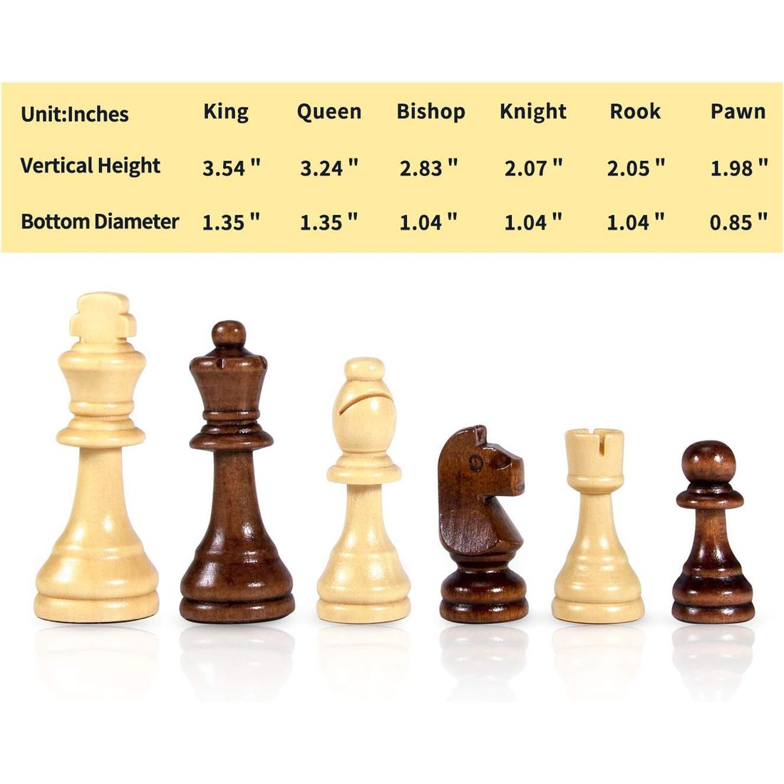 AMEROUS Tournament Staunton Chess Pieces, 3.5" King, view 5