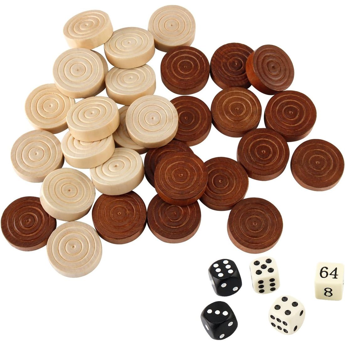 AMEROUS Wooden Checkers & Backgammon Pieces, 1.3", Set of 30, view 5