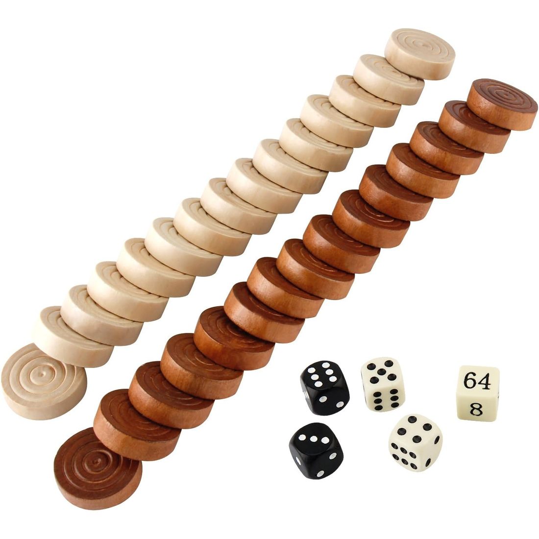 AMEROUS Wooden Checkers & Backgammon Pieces, 1.3", Set of 30, view 6
