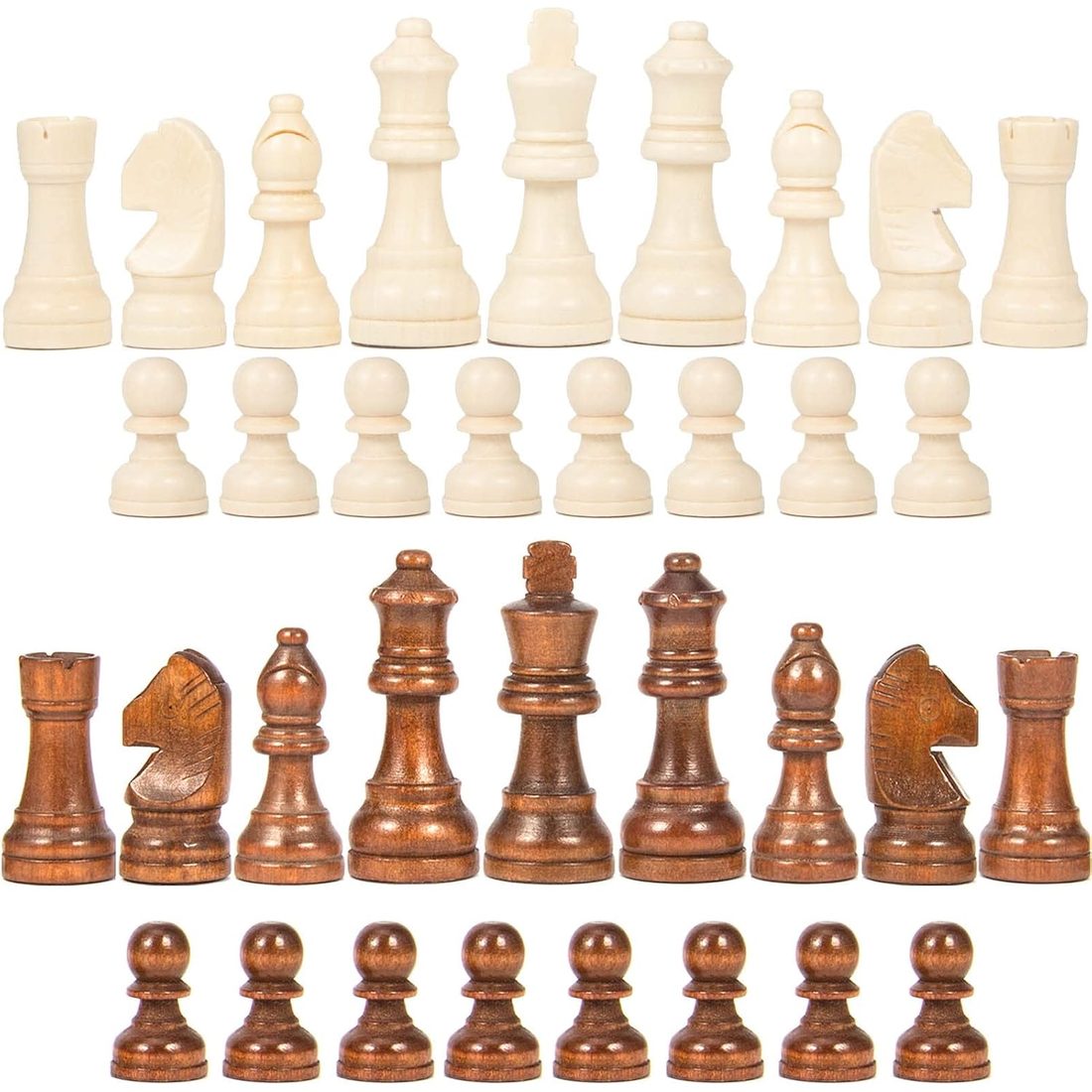 AMEROUS Wooden Chess Pieces Only, 3" King, 2 Extra Queens, view 2