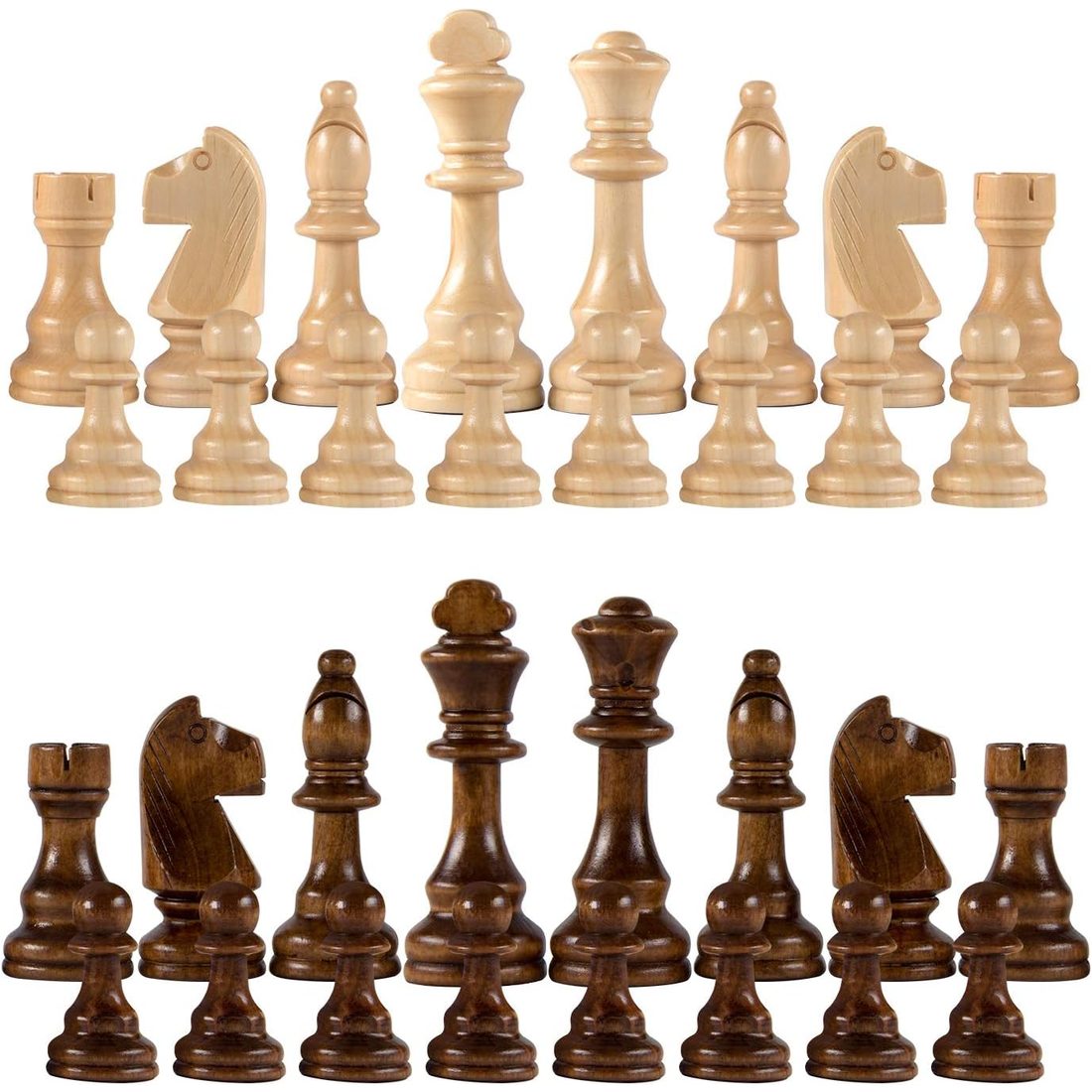 AMEROUS Hand-Carved Wooden Chess Pieces, 4.12" King, 2 Bags, view 2