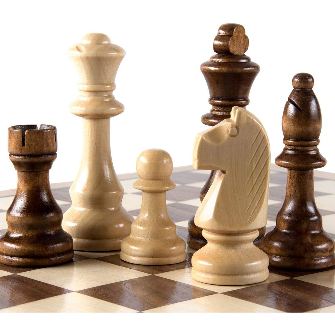 AMEROUS Hand-Carved Wooden Chess Pieces, 4.12" King, 2 Bags